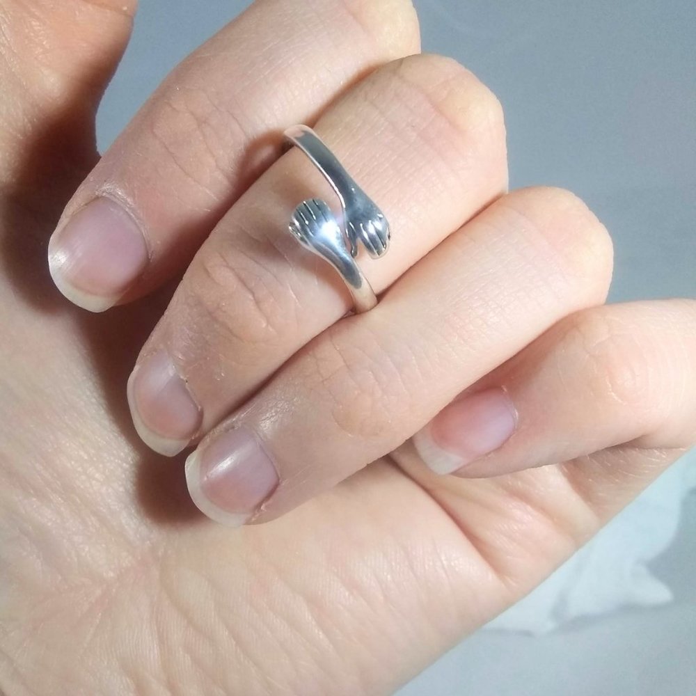 Sterling Silver 925 Adjustable Hug Ring 7.5, 8, 8.5, 9
